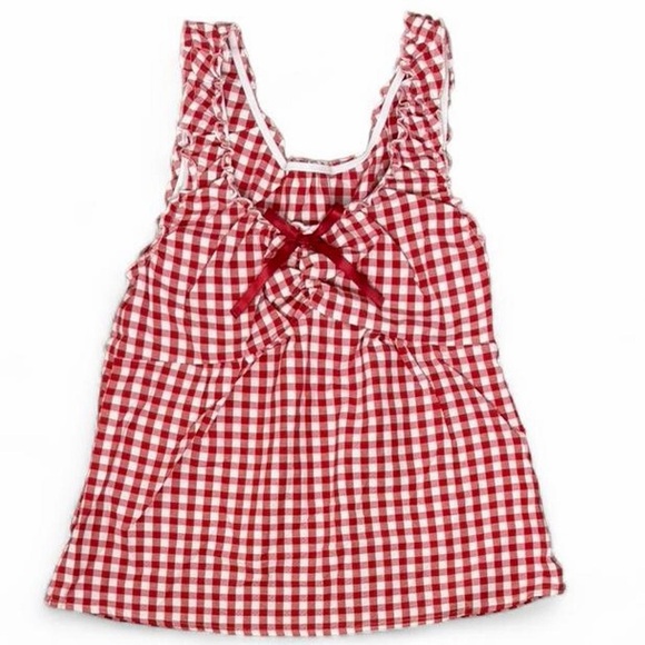 Brandy Melville Tops - Brandy Melville Red White Gingham Ruffle Tank Top